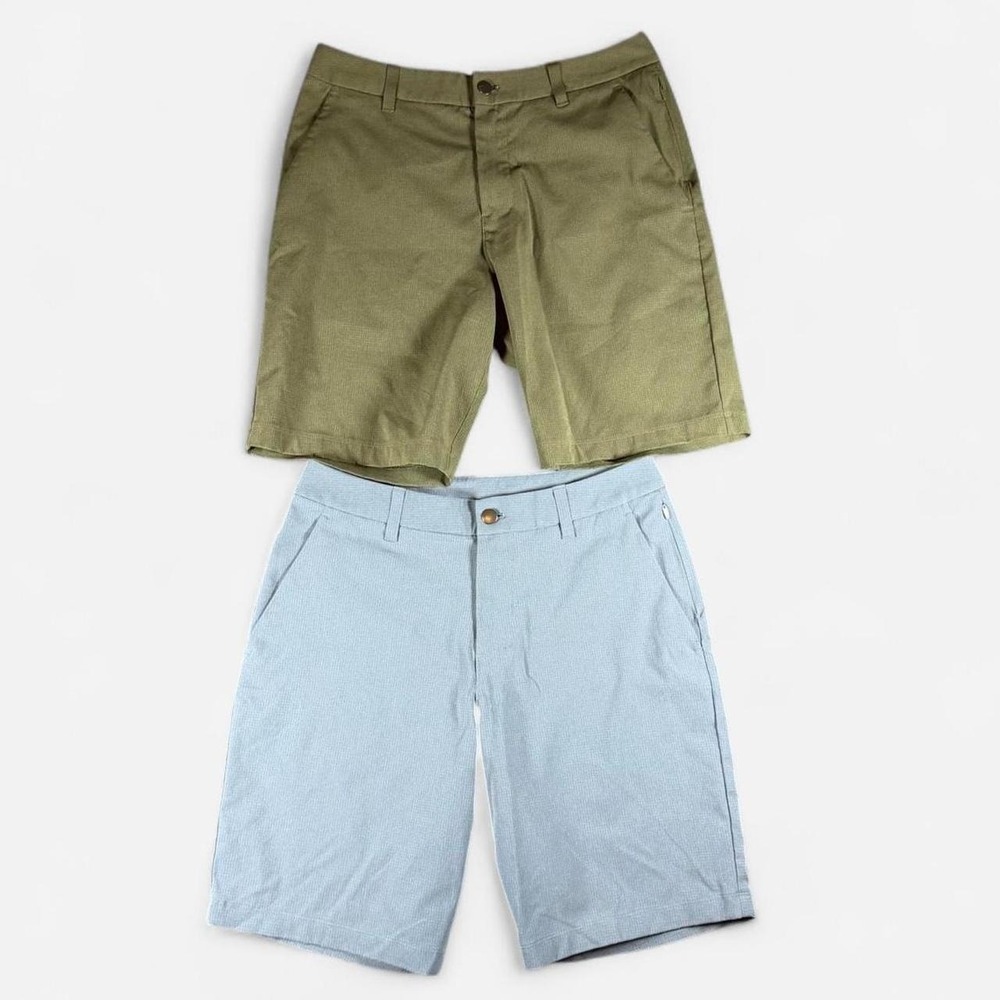 Lot of 2 Lululemon Commission Lightweight Grid Pattern 7" Shorts Size 30